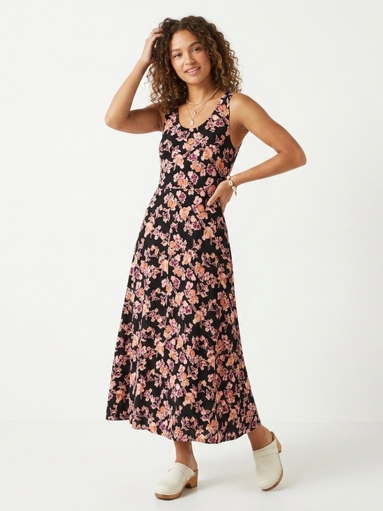 Pact Dresses & Skirts - Pact Like New Organic Cotton Open Back Floral Maxi Dress M